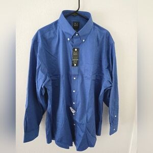 NWT Jos A Bank Traveler Shirt Traditional Fit Mens Size XL 18-35 Blue Cotton